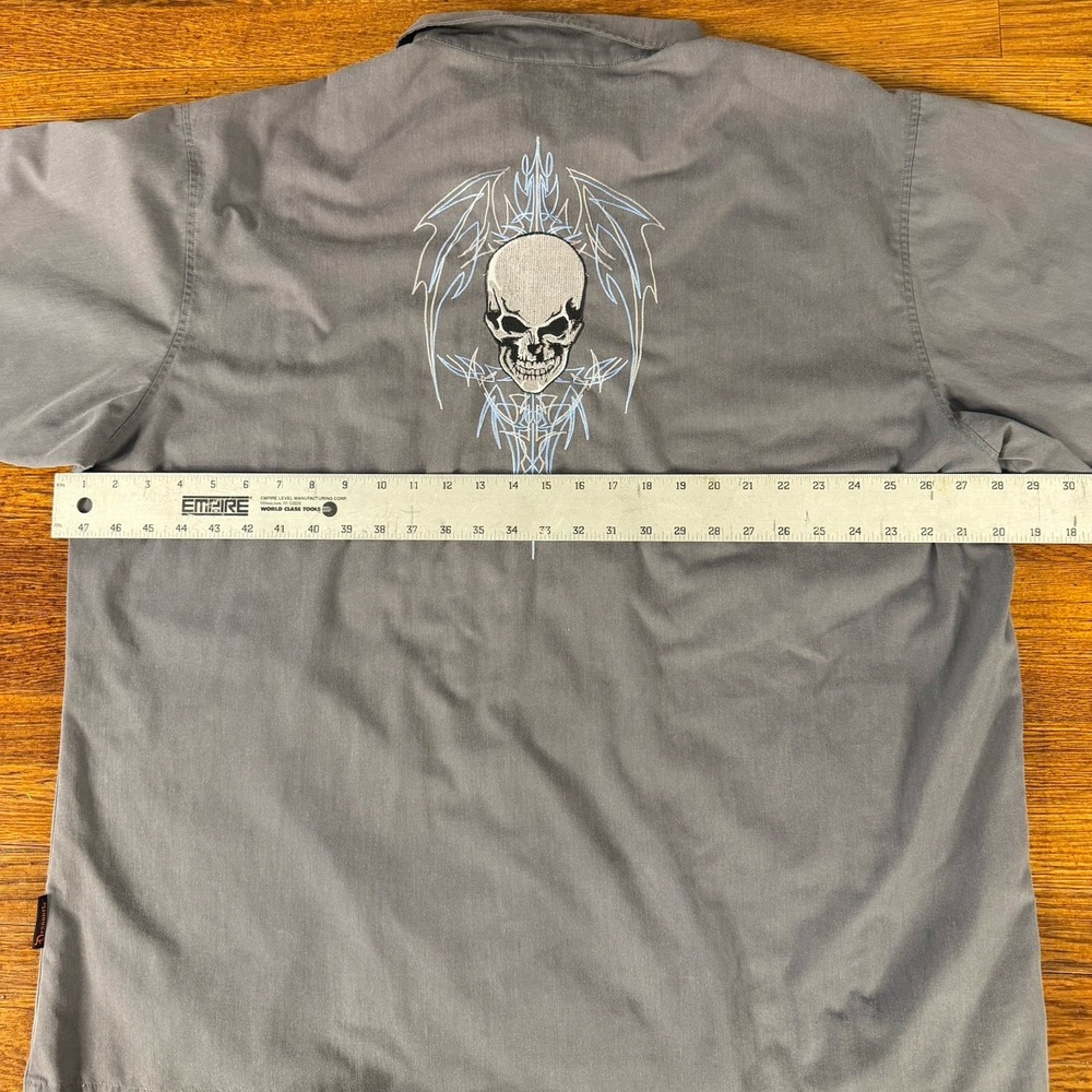 vintage Dragonfly Clothing Company Men's Y2K Skull Wing Button-Up Shirt XL - Picture 9 of 9